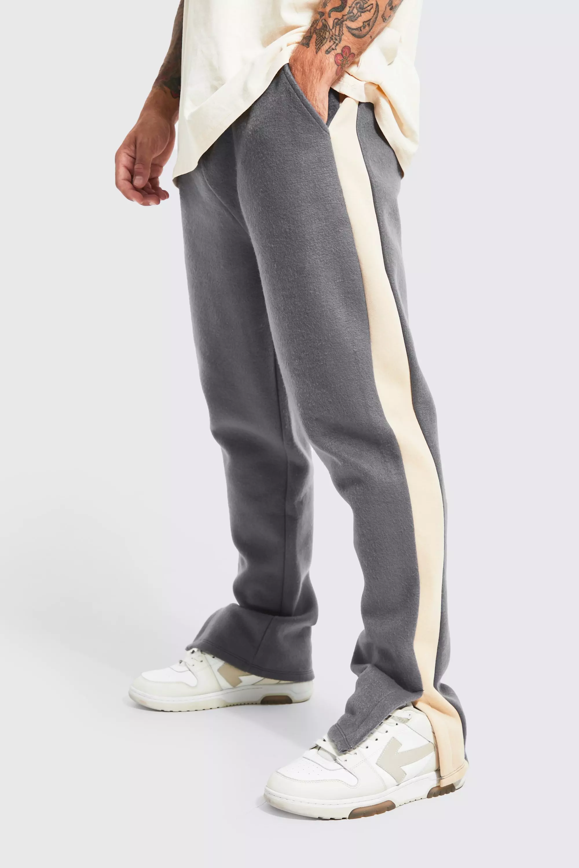 Brushed Panelled Split Hem Jogger | boohooMAN USA